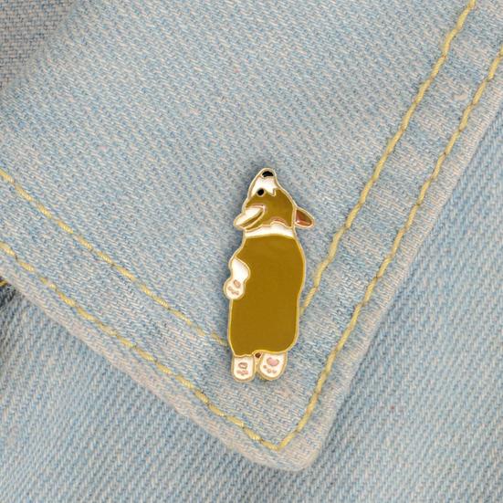 Cute Corgi Dog Enamel Brooch Pin Unisex Denim Jacket Collar Sweater Scarf Badge
