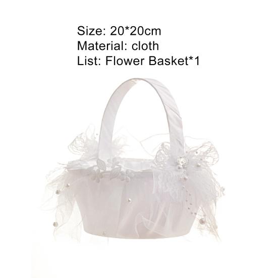 Blumenkorb Blickfang Elegantes Aussehen Stoff Hochzeitsblumenmädchenkorb für Party