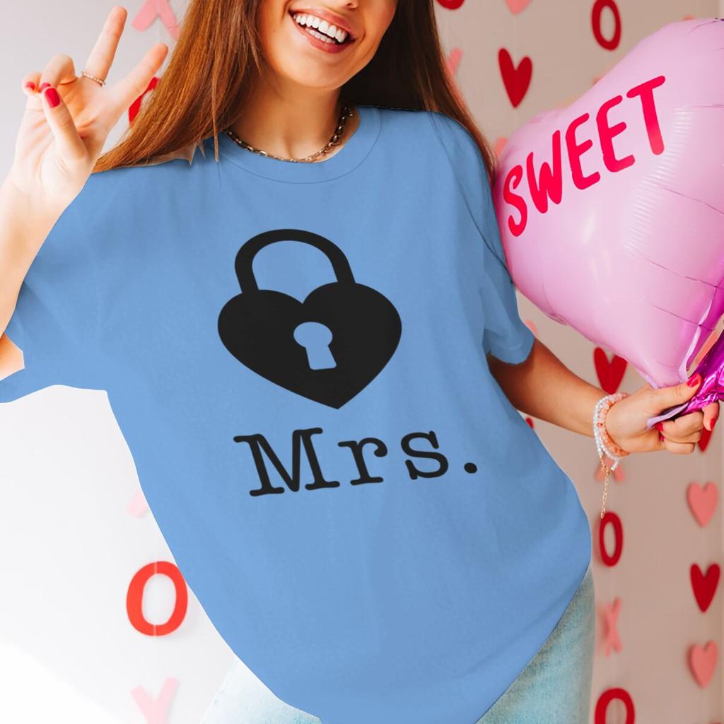 Fun Lock and Key Print Couple Matching Tshirt Men Women Marriage Anniversary Tee Fashion Short Sleeve Valentine Gift Streetwear