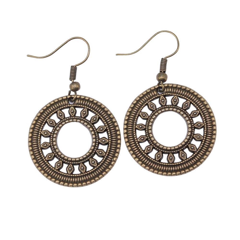 Filigree Teardrop Dangle Earrings Vintage Boho Leaf Drop Earrings For Women Ethnic Retro Jewelry