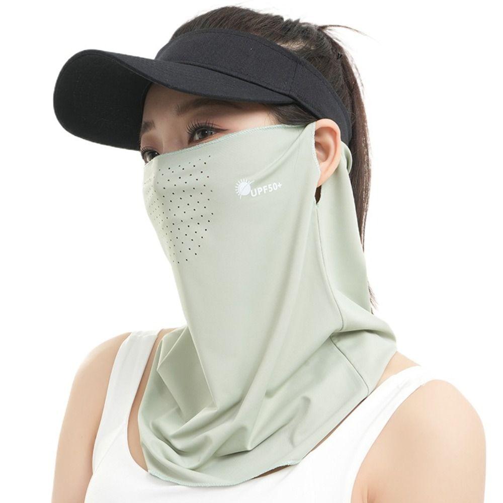 Letter Sunscreen Face Veil Breathable Neckline Face Cover Thin Summer Ice Silk Face Mask  Driving