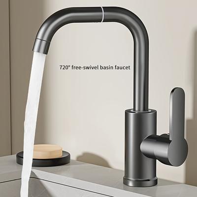 Robinet de cuisine et de salle de bain pivotant à 360° - Mélangeur eau chaude et eau froide, double usage pour évier et lavabo, valve en céramique, installation facile
