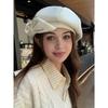Autumn women's new octagonal hat winter bow elegant temperament show face small beret suitable for daily travel and use