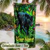 Lion Tiger Theme Beach Towel Personalized Custom Name & Text Soft Quick Dry Beach Towel for Swimming Travel