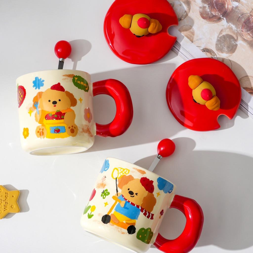 Cute Pet Cartoon Puppy Ragdoll Ceramic Mug Cute Office Girls Water Mug Gift Couple Breakfast Cup