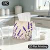 1pc Lavender Tissue Box Suitable for Living Room &, Watercolor Lavender Tissue Dispenser with Soft Serene Pattern, Compact Portable, Flat Printing Tis