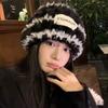 Warm Stripe Hat Thickened Winter Cap Fashion Plush Pullover Hat  Outdoor