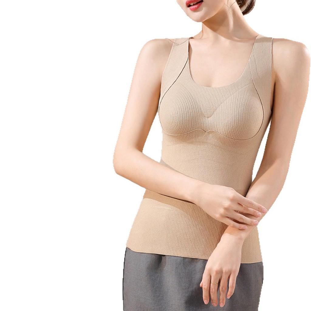 Keep Warm 033: Women's Mulberry Silk Self-Heating Cashmere Vest – Slimming Base Layer for Autumn/Winter