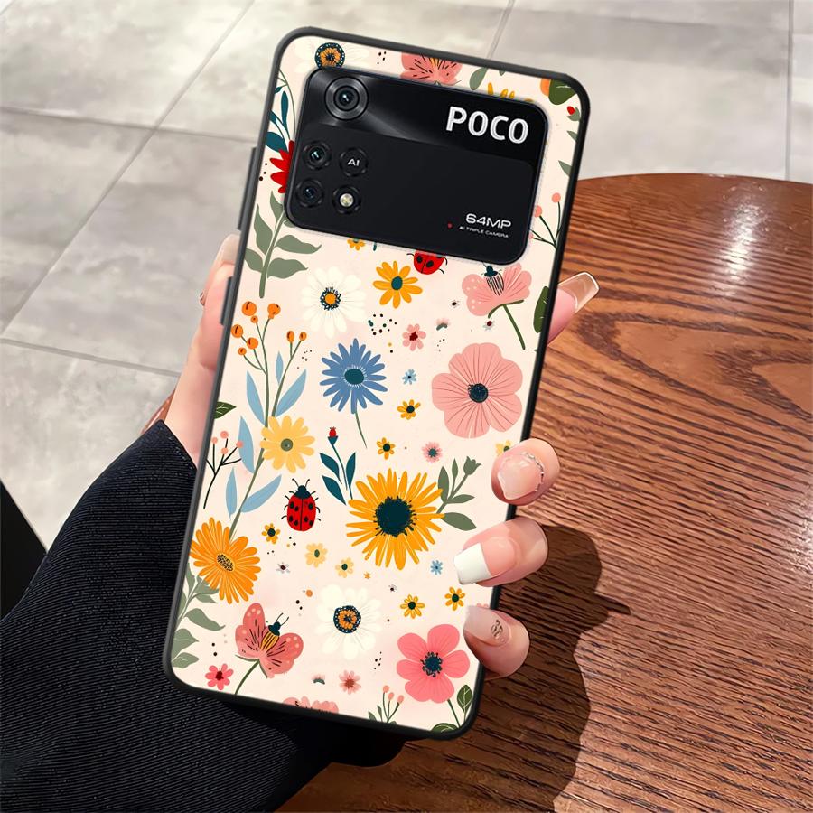 Cartoon Blume Kunst Hülle Handyhülle Case für Xiaomi Poco F8 F3 C61 X3 X4 X5 X7 Pro F1 C75 M3 M4 M7 M5 C50 C71