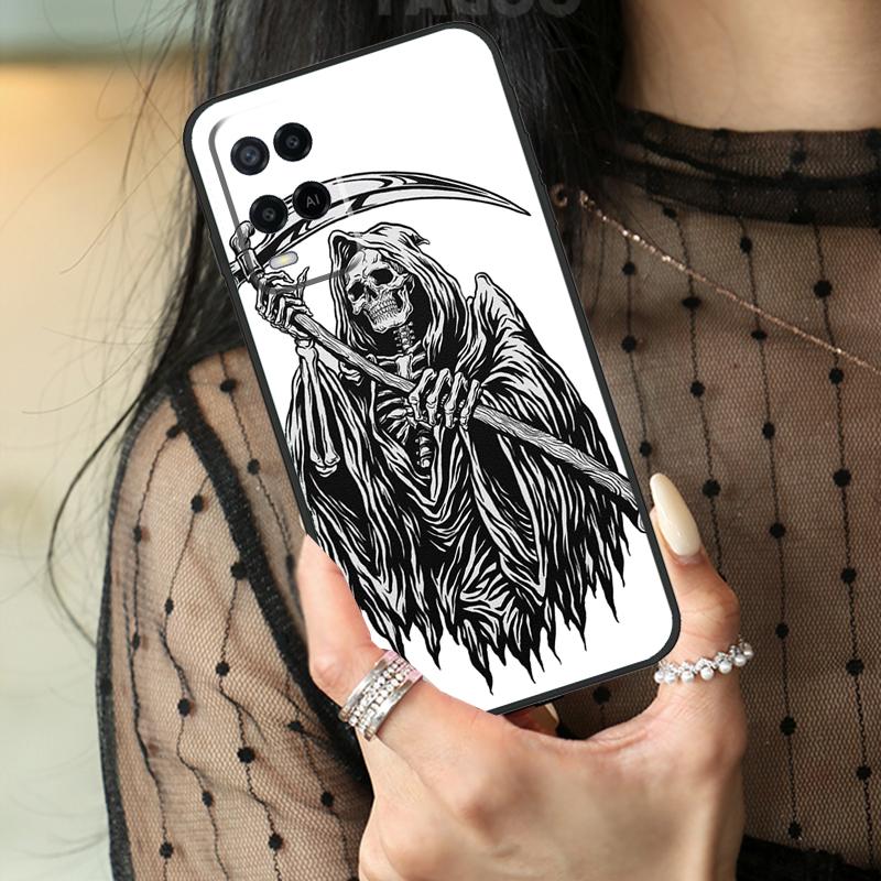 Death Grim Reaper Skull Case For Oppo A80 A60 A40 A17 A57 A77 A74 A54 A94 A78 A98 A18 A38 A58 A96 A76 A16 A15 A5 Pro