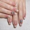 Handmade Blush Gradient Square Diamond Press-On Nails - Nude Whitening Nail Tips