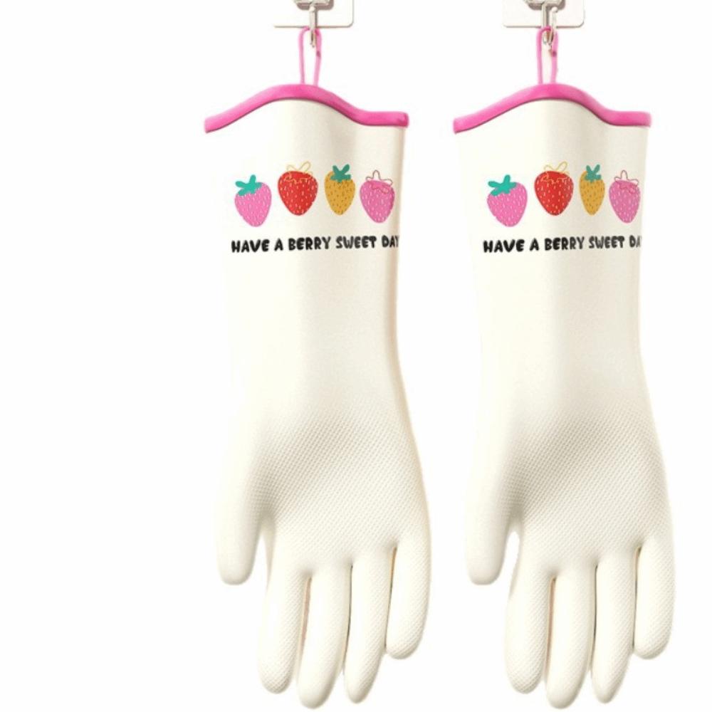 

Wear-resistant Kitchen Gloves Waterproof Food Grade Dishwashing Gloves Cartoon Thickened Cleaning Gloves for Outdoor Cleaning M рожевий