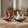 Classic Retro Wooden Rocking Horse Desk Decor Balance Art Adornment Miniature Rocking Horse Decor Ornament Kids Gift