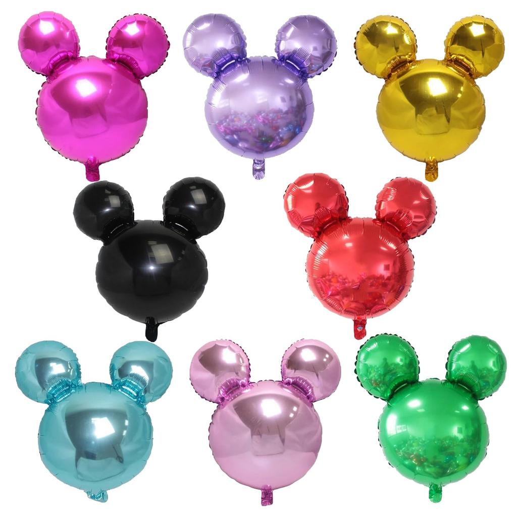 Mickey Mouse Film Balloons, Set of 8, Party Supplies, Decorations, Pink, Blue, Green, Lilac, Gold, Magenta, Red, Black