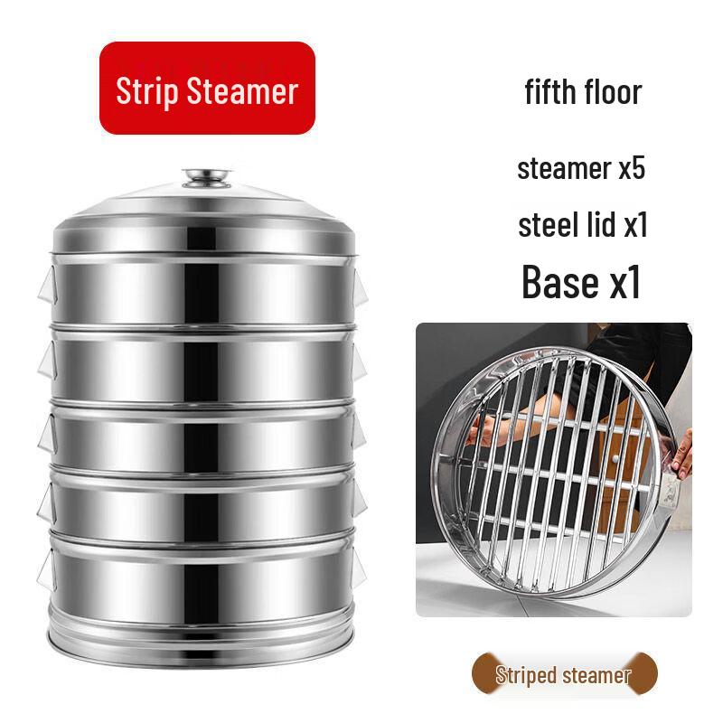 Xihe Commercial Thickened Stainless Steel 5-Layer Rectangular Steamer