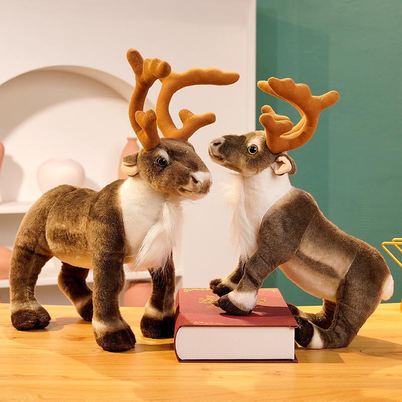 Standing Reindeer Plush Toy - Elk Figure Ornament for Christmas Decorations