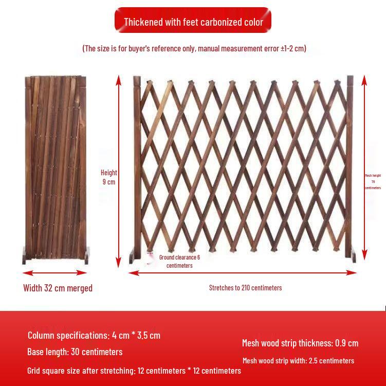 Retractable Outdoor Garden Fence: Anti-Corrosion Wood Railing & Trellis for Courtyards and Balconies