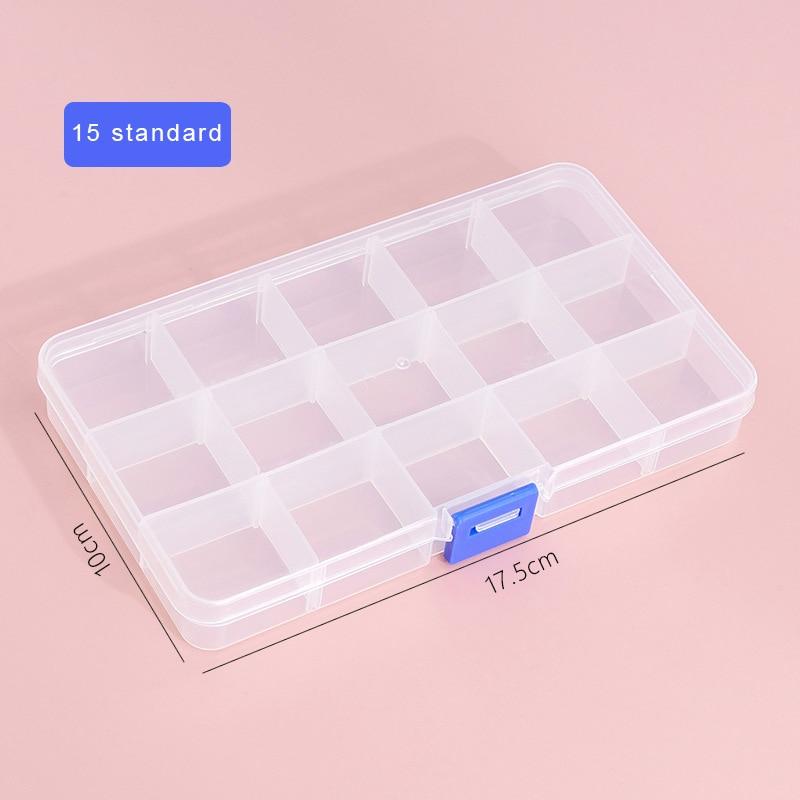 1pc Transparent 15 Grid Adjustable Plastic Jewelry Boxes Plastic Craft Organizer Storage Beads Boxes Packaging Medicine Box