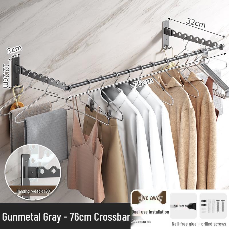 Invisible No-Drill Foldable Clothes Drying Rack for Balcony or Bathroom