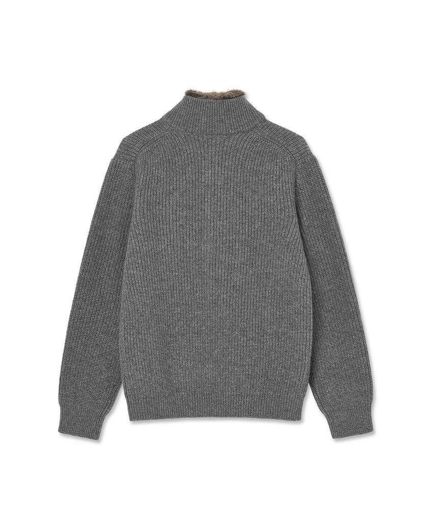IOLO Merino Wool Knit Fur Jacket_Gray