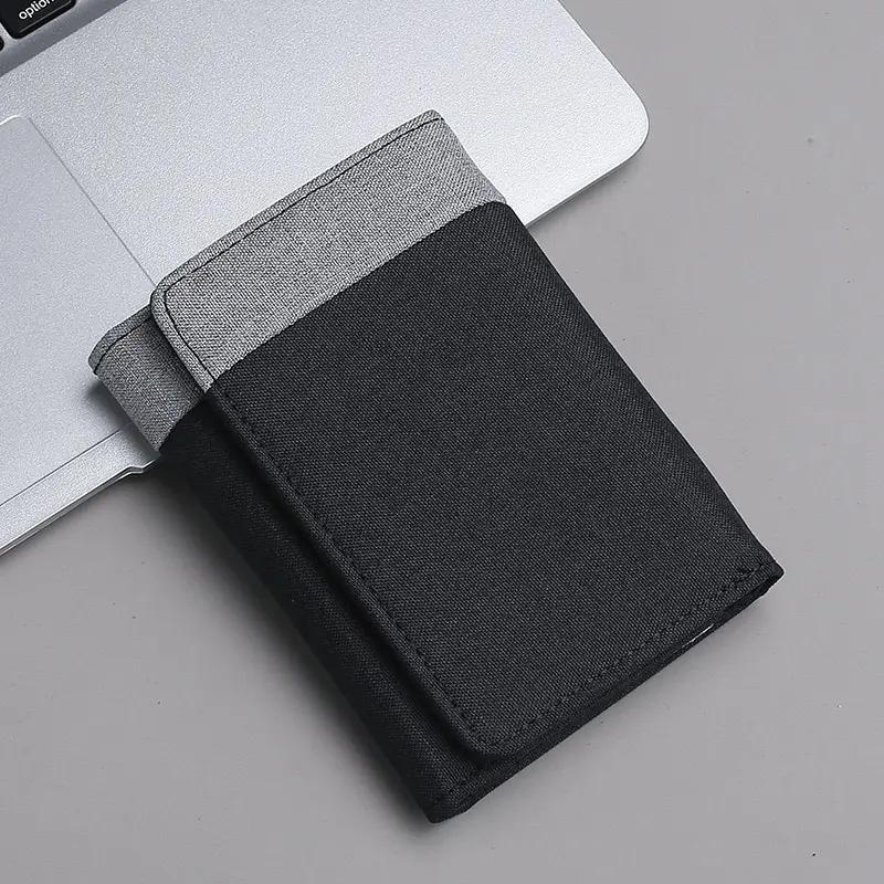 Męski portfel płócienny z przegródkami na zdjęcia ID, etui na karty, 8 przegródek, zapięcie na zatrzask, męska portmonetka, mini portfel męski składany na trzy części