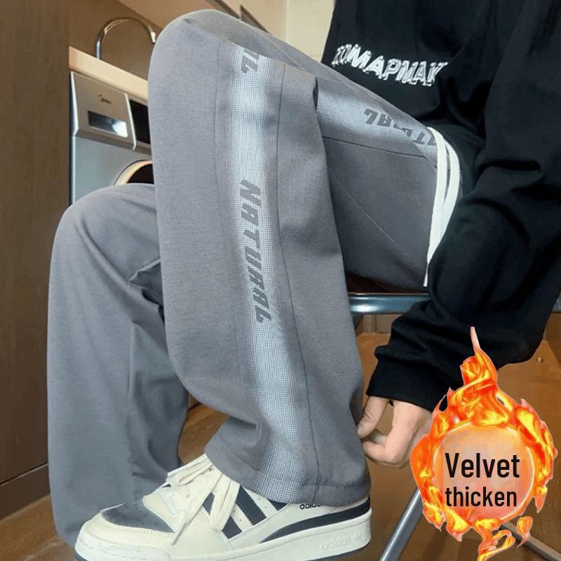 Tenåringsgutters pluss fløyel fortykkede sportsjoggebukser med vide ben for høst og vinter