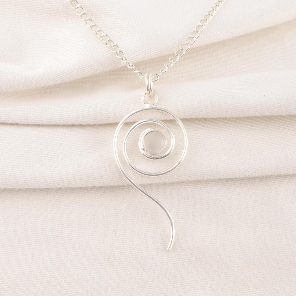 Minunată Bijuterie din Selenit, Pandantiv cu Piatră Prețioasă Făcut Manual, Bijuterie Pandantiv din Argint Sterling Solid 925, Pentru Cadou de Logodnă