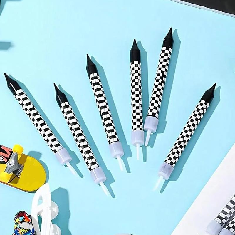 6Pcs 1 To 9 Number Candle For Racers Black and White Checkered Candle Anniversary Truck Candle Cake Topper Festival Candles Cake