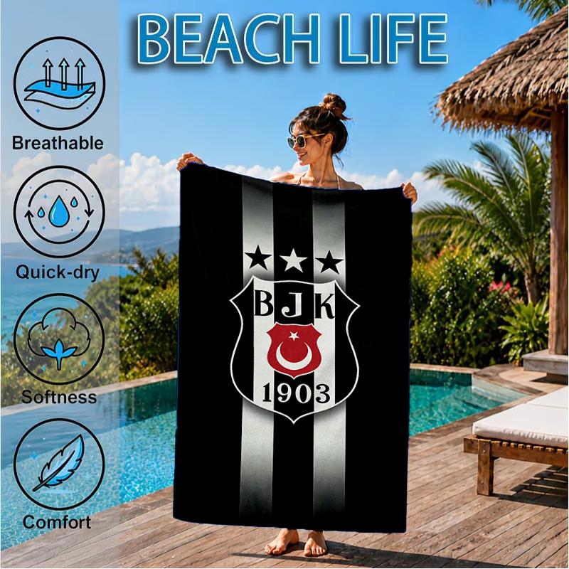 Besiktas Crest Legacy 1903 Beach Towel, Quick-drying, Easy to Care for, Suitable for Both Fitness and Beach Vacations,Sports Essential