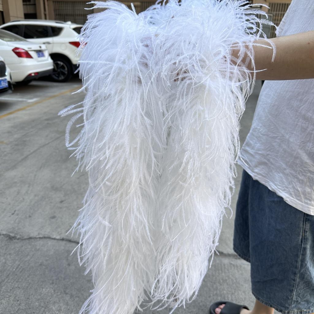 2M Red Ostrich Feathers Boa 1-10Ply Thick Natural Feather Shawl for Wedding Clothing Decoration Sewing Plumes Crafts Accessory