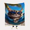 Cool Cat Sunglasses Blanket - Soft Throw with Beach Design, Perfect Home Decor, Unique Gift for Cat and Summer Lovers