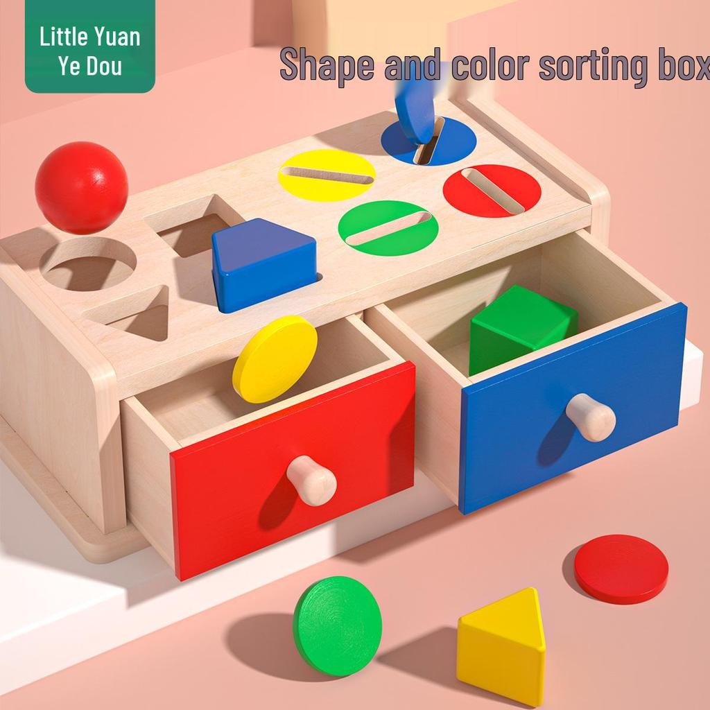 Montessori Münzbox: Baby Feinmotorik, Farbsortier-, Formerkennungsspielzeug für 1-2 Jahre