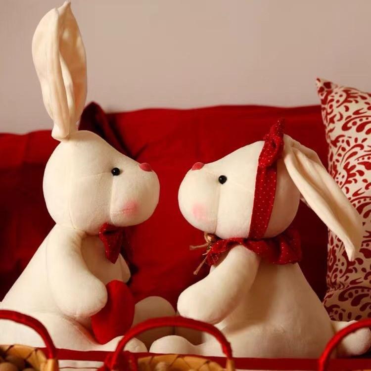 Adorable Rabbit Plush Dolls Couple Wedding Decorative Cushions For New Home Gifts