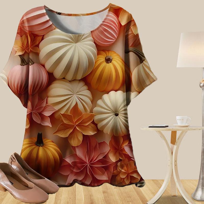 

Женская повседневная свободная весенняя рубашка, женские топы с коротким рукавом и принтом в виде бумажных цветов ручной работы 8XL оранжевый