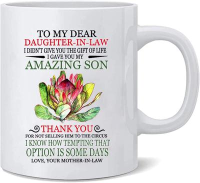 Dla mojej kochanej synowej Prezent na Dzień Matki Mama Ceramiczny kubek do kawy Tata