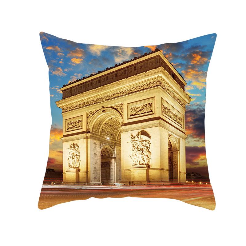 Notre Dame Cathedral French Landscape Pillow Cover European Print Cushion Waist Pillow Cover