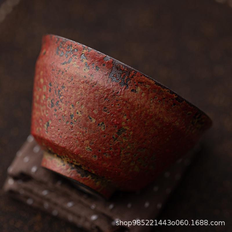 Retro Teacup Rock Ore Colored Pottery Tea Bowl Household Ceramic Chinese Kung Fu Tea Cup Teaware Tasting Japanese Master Cups