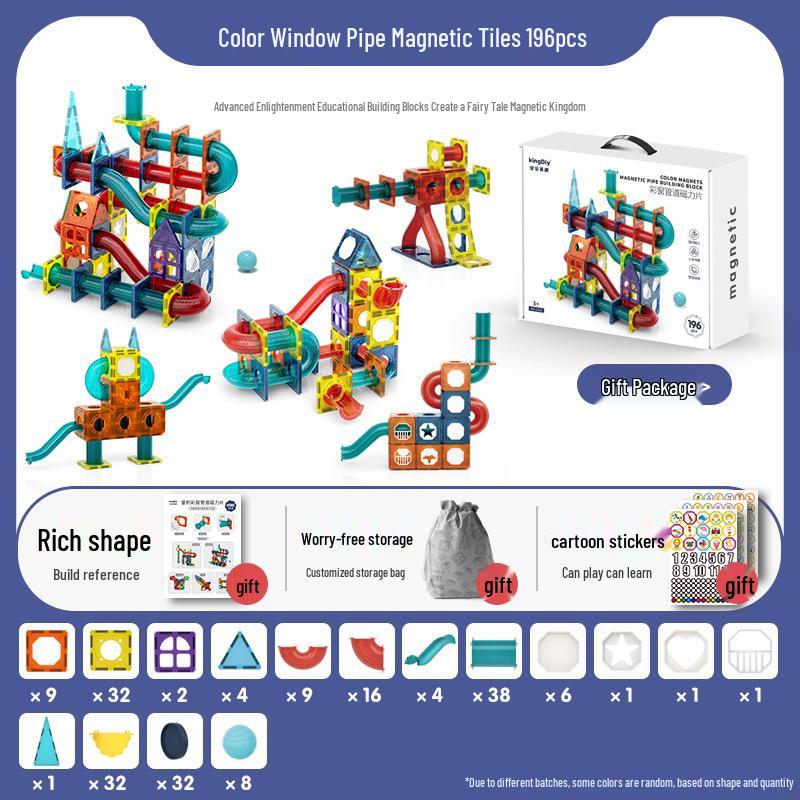 Magnetic Stained Glass Building Tiles - Brain-Boosting Interlocking Blocks for Kids Ages 3-6