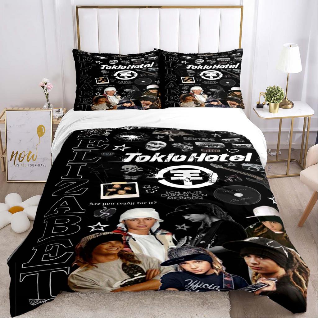 Tokio Hotel 3D Tisk Rocková Kapela Celoroční Povlak na Přikrývku Ložní soupravy Měkký Potah na Přikrývku a Povlaky na Polštáře Jednolůžko_Dvoulůžko_Queen_King
