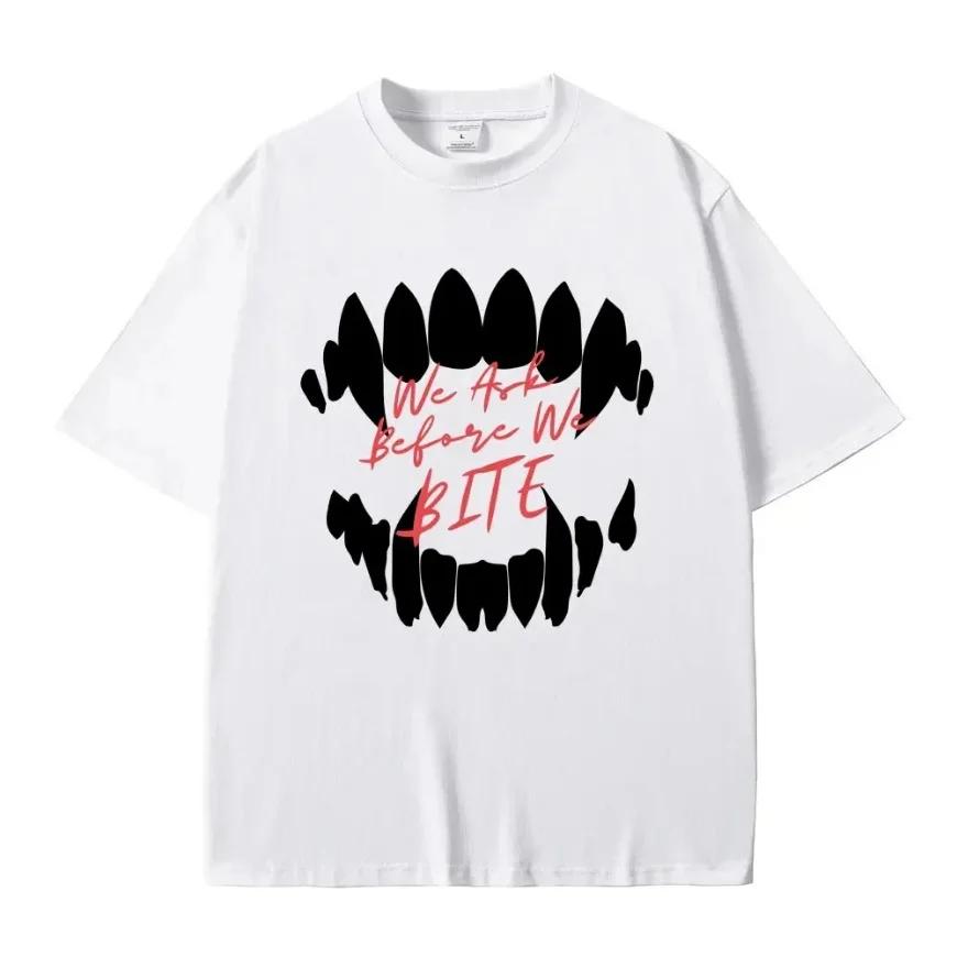 Spiel Baldurs Gate'3 Astarion Wir fragen bevor wir beißen Print T-Shirt Herren Hip Hop Vintage Gothic T-Shirt Männlich Rock Übergroße T-Shirts