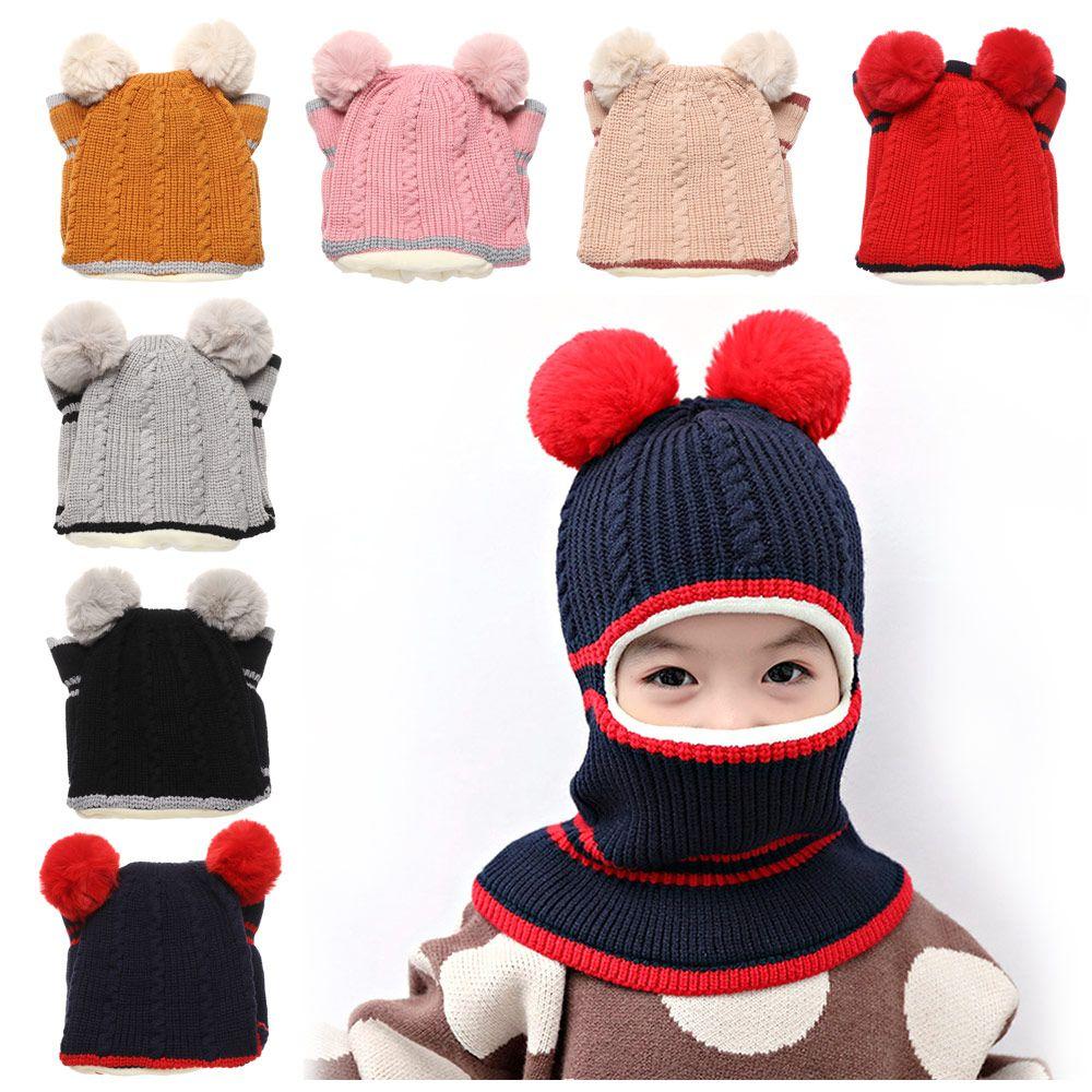 Masked Cap Winter Warm Cartoon Balaclava Hat Baby Beanie Hat Neck Face Guard Children Knitted  Cap