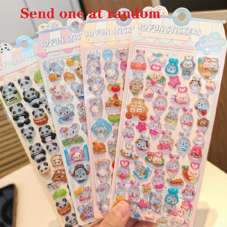 Cartoon Animal Embossed Sticker Educational Childrens Sticker For Scrapbooking Phone Cover Laptop Kid Room Decoration