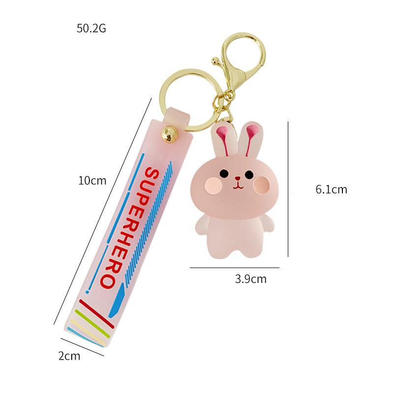Cartoon Crystal Bear Key Chain Transparent Keyfob Cute Frog Animal Keyring Backpack Pendant Couple Car Keychain