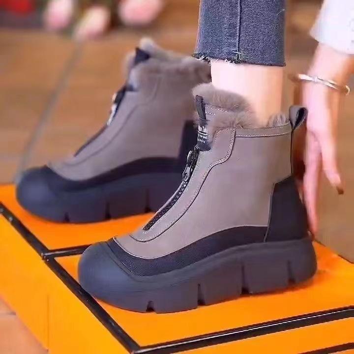 Thick Soled Versatile Autumn and Winter Martin Boots Cotton Shoes Mom High Top Snow Boots Soft Soled Short Boots with Thick Fleece