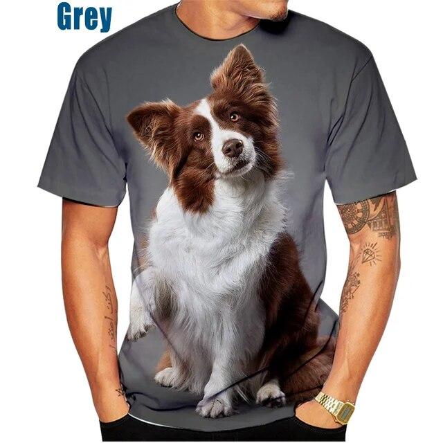 Unisex roztomilý pes 3D-Druckmuster Top tričko Border Collie Sportovní tričko Freizeitkleidung