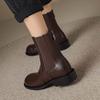 Krazing Pot Microfiber Autumn Winter Shoes Low Heels Size 43 Chelsea Boots Back Solid Color Preppy Style Ankle Boots