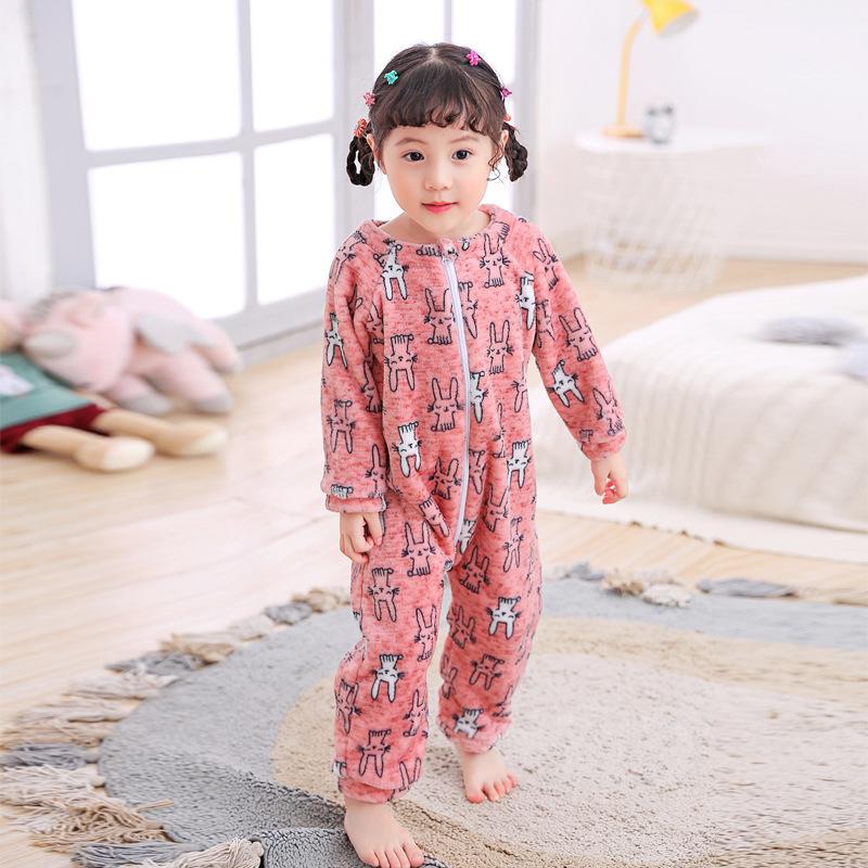 Kids Onesie Boys Girls Long Sleeve Flannel Pajamas Children Winter Cartoon Pyjama Baby Sleepwear Sleeping Bag