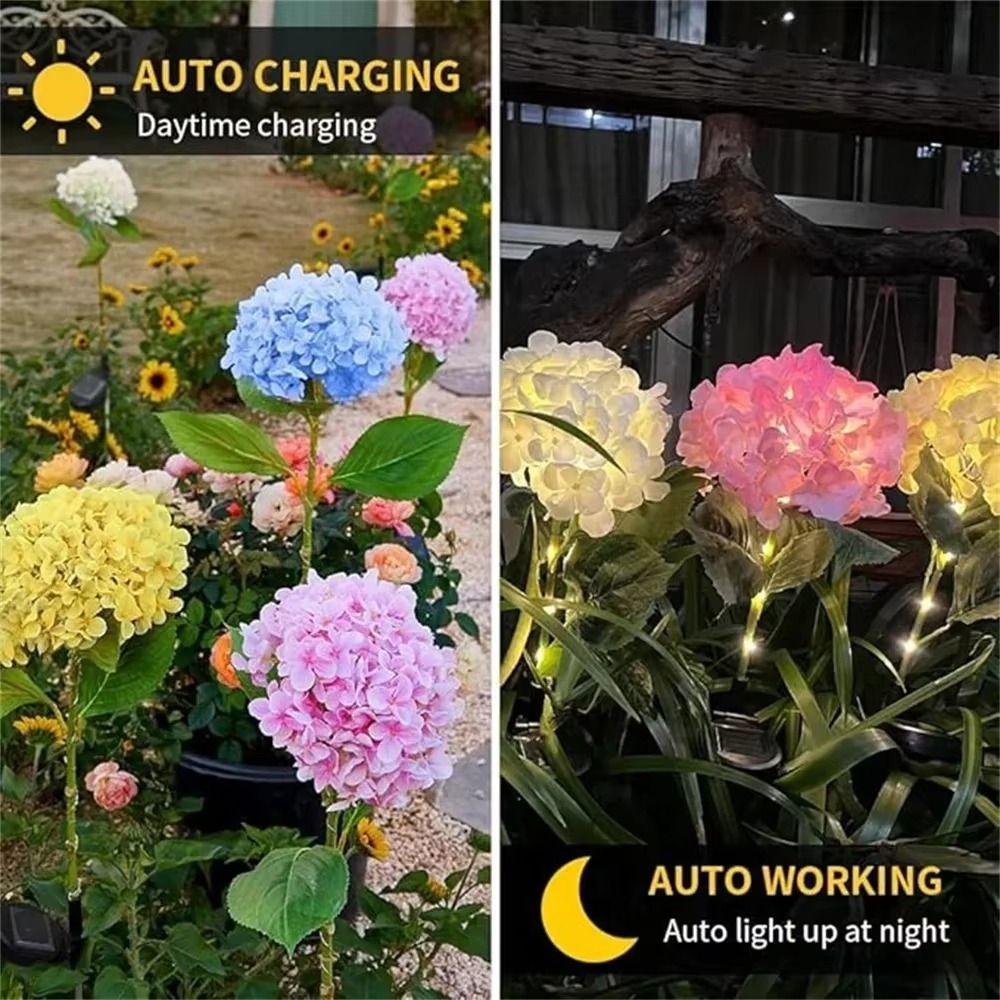 Realistic Solar Embroidered Flower Lamp Outdoor Hydrangea Light Backyard Landscape