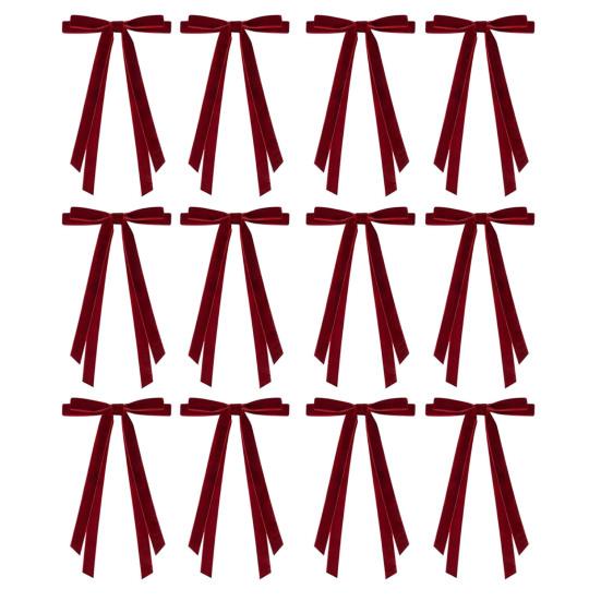 12 szt. Aksamitne kokardy świąteczne 6" x 8" Vintage kokardy na wieniec ozdoba świąteczna na choinkę pakowanie prezentów dekoracja wieńca girlandy