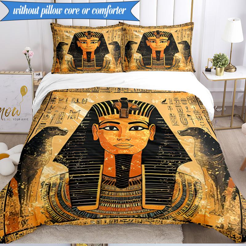 3-teiliges Bettwäsche-Set mit Pharaonen-Motiv, inklusive 1 Bettbezug und 2 Kissenbezügen. Perfekt für Schlafzimmer, Wohnheim, Weihnachtsgeschenk für Fans